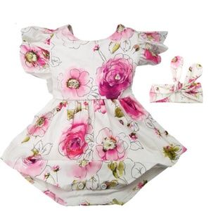 floral onsie dress w/ matching headband